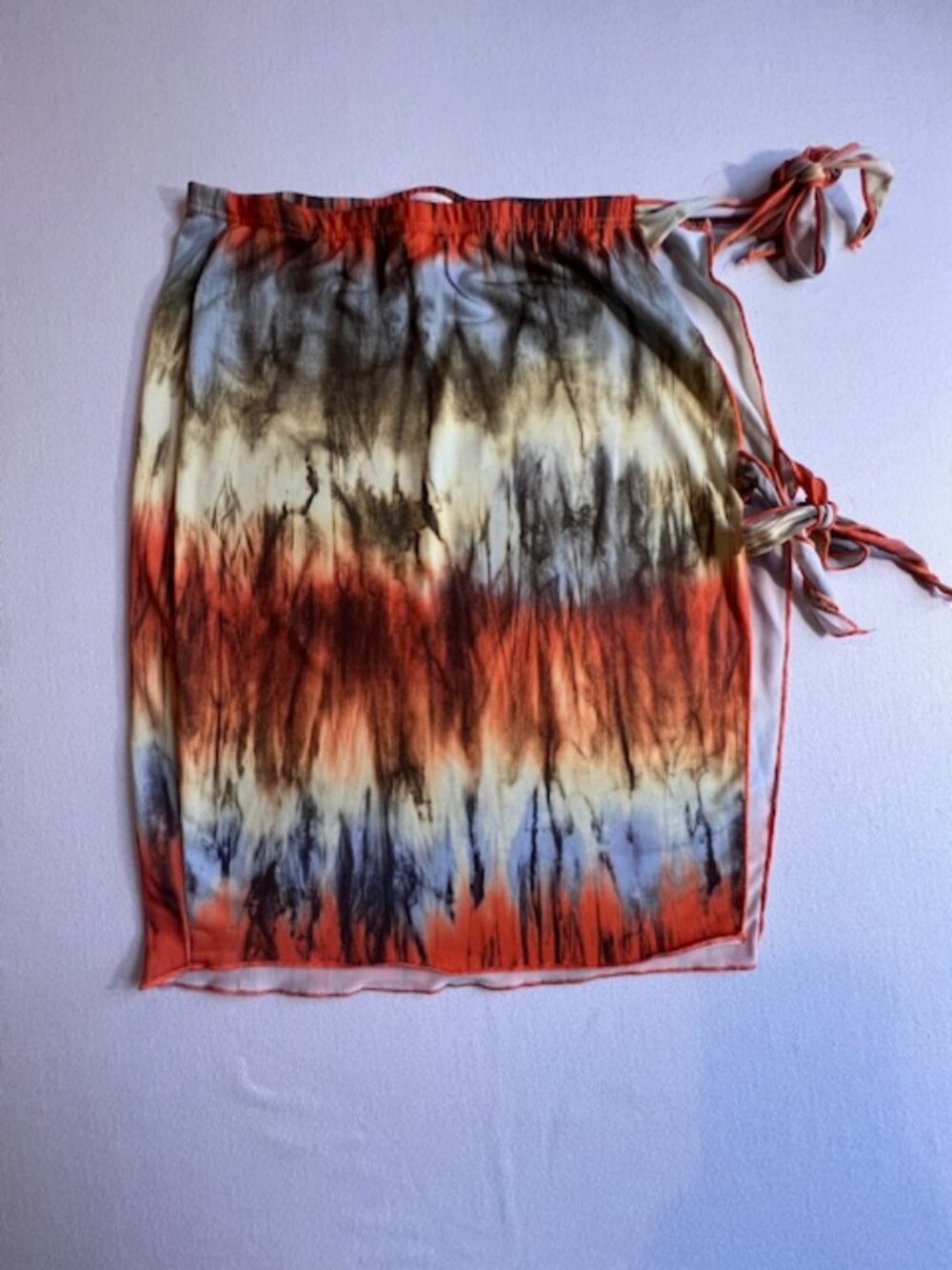 MAY PINK Tie-Dye Strappy Side Ties Wrap Skirt Coverup orange blue‎ black MEDIUM